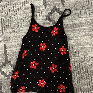 Silk tank with red flowers